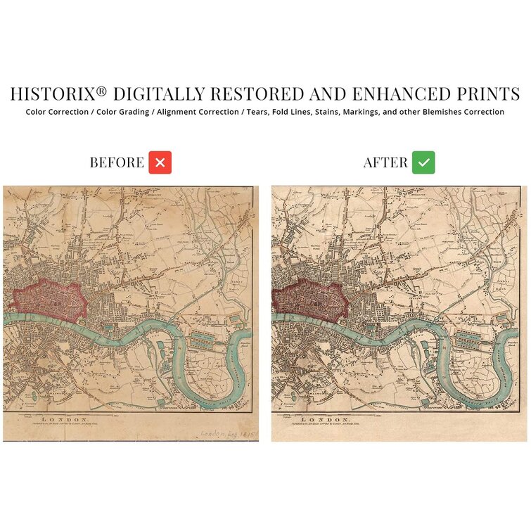 HISTORIC PRINTS Vintage 1815 London England Map Poster On Paper